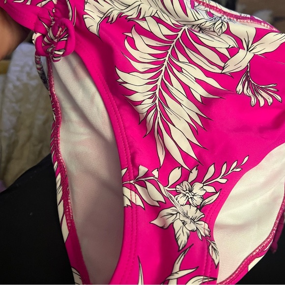 California Waves Size L NWT High Waist Swimsuit Bottoms Cinch Sides Pink Floral - Picture 4 of 4